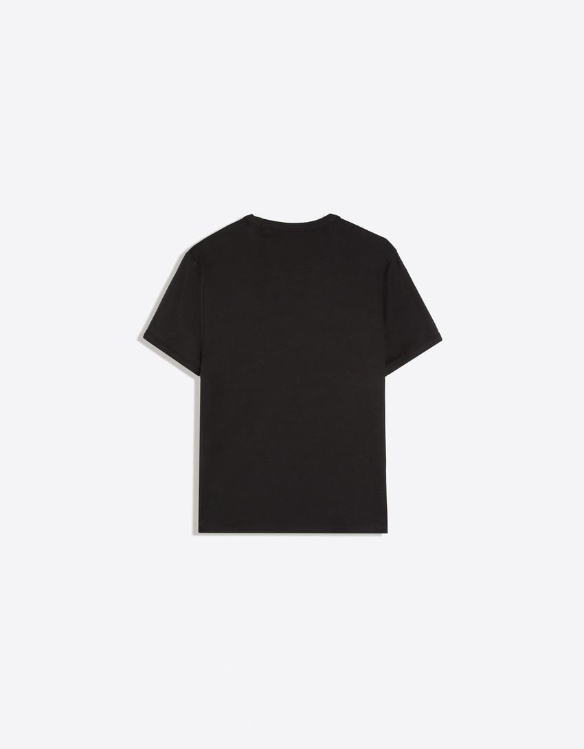 Ribbed slim fit T-shirt-Black