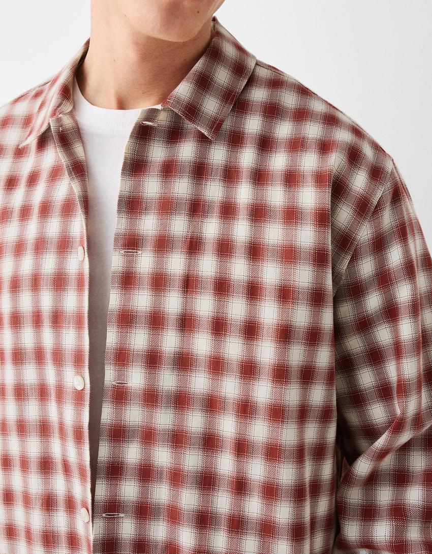 Chemise manches longues carreaux-Rouge-5