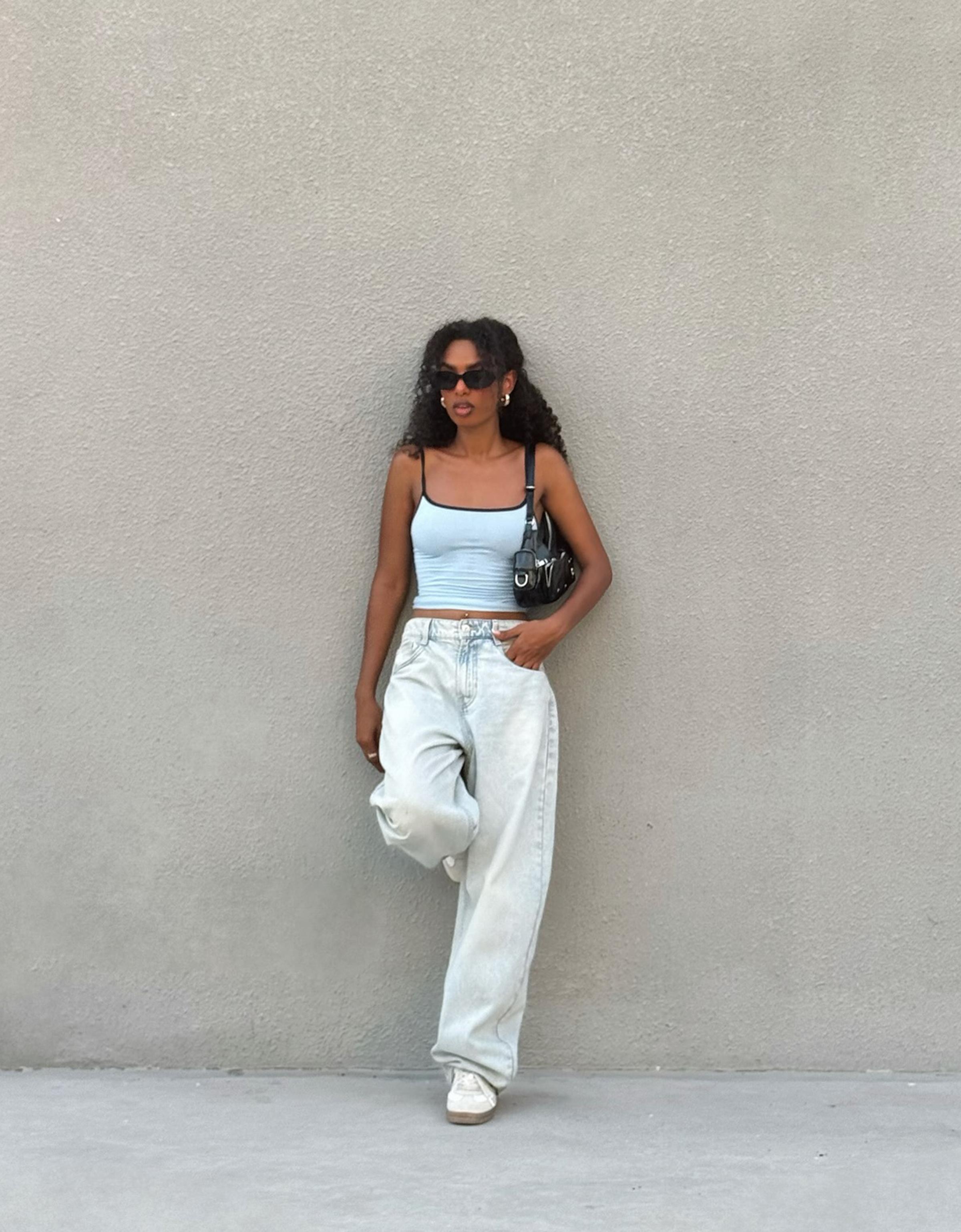 Yüksek bel geniş paça barrel fit jean - Görsel 124