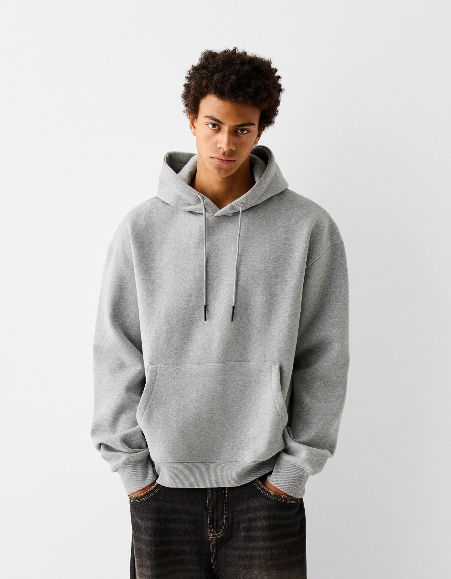 Bershka Sudadera Capucha Hombre Xl Gris