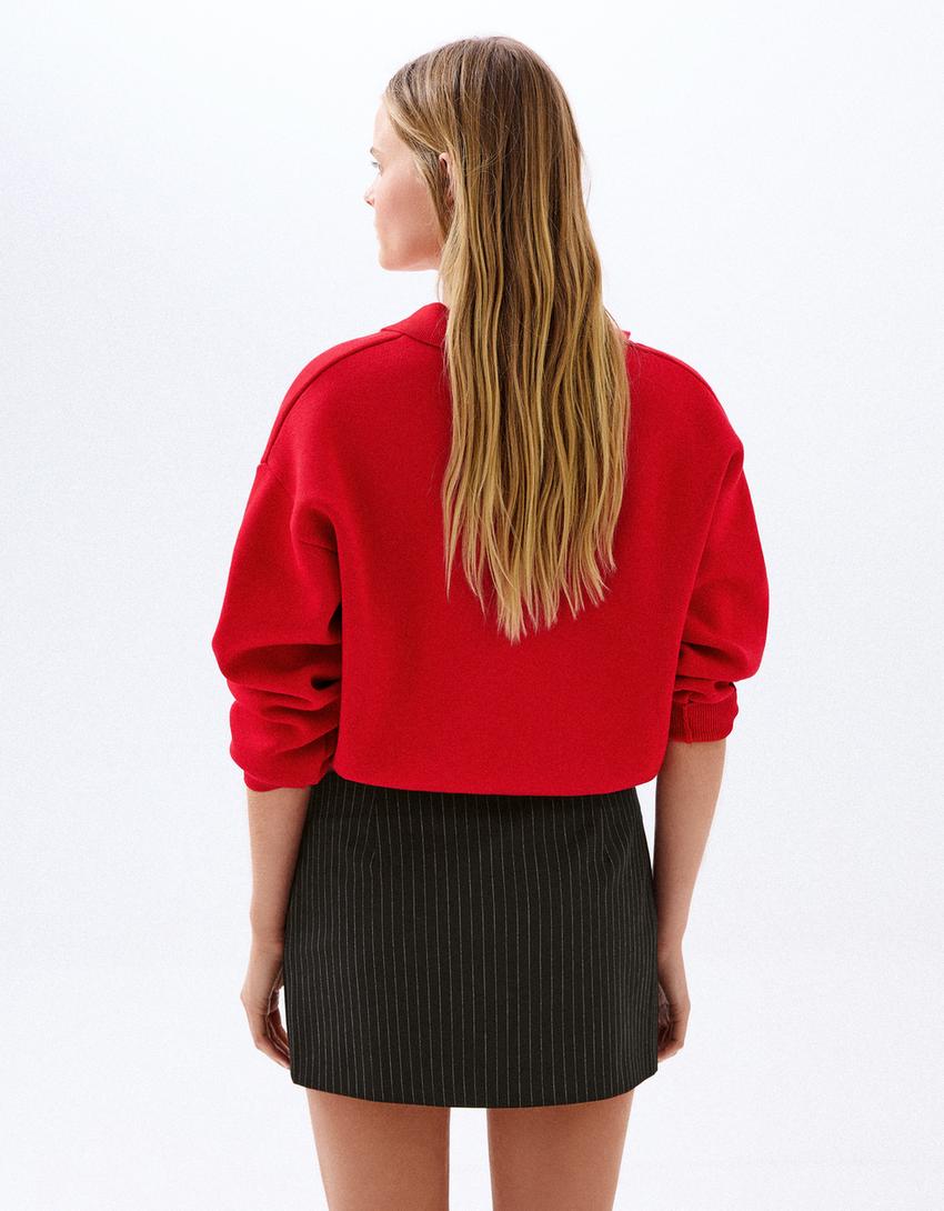 Button mini skirt-White / Black