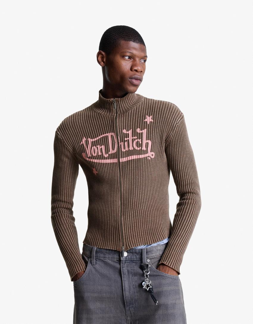 Veste Von Dutch imprimée à fermeture éclair-Marron-3