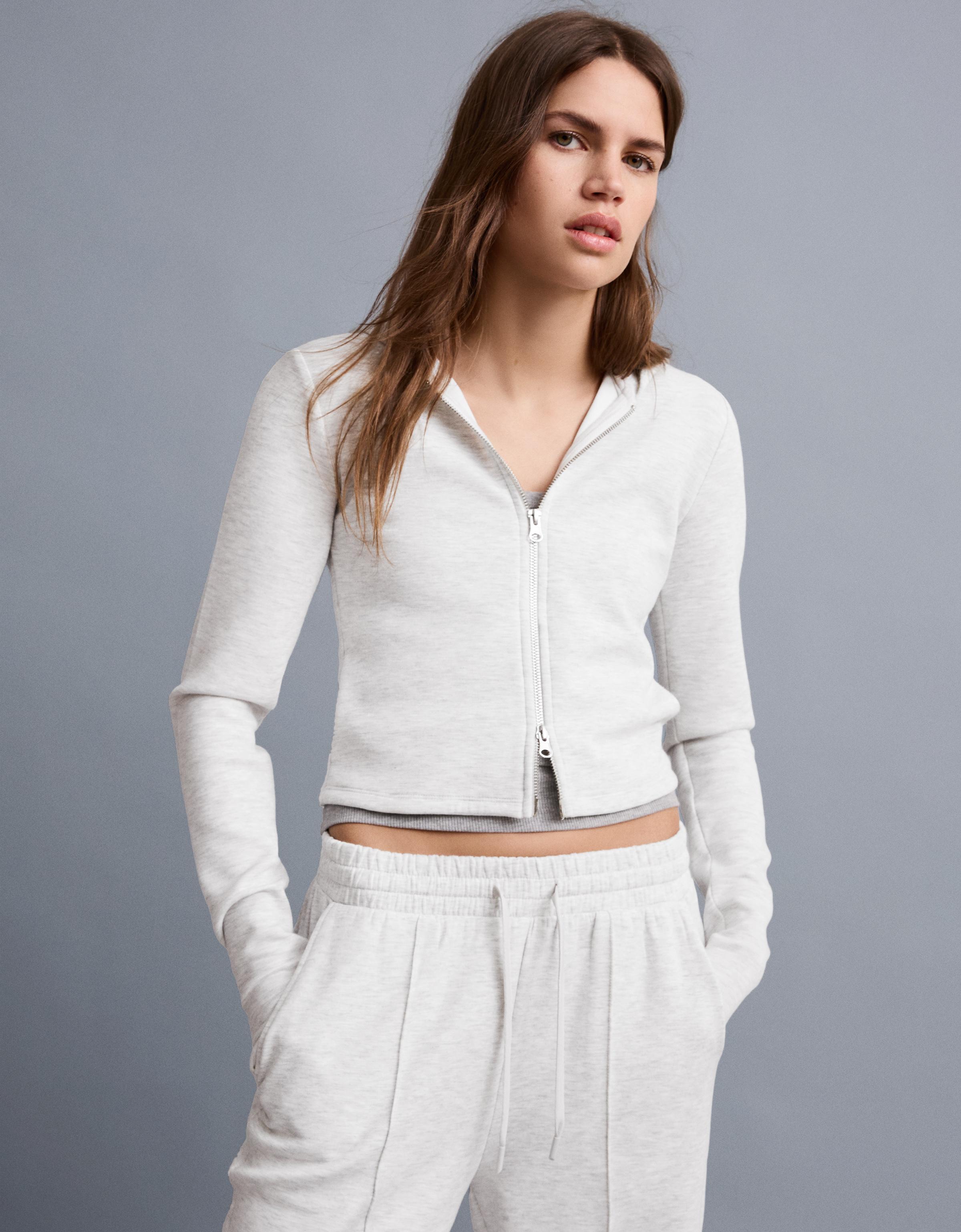 Soft zip-up modal hoodie — Grey