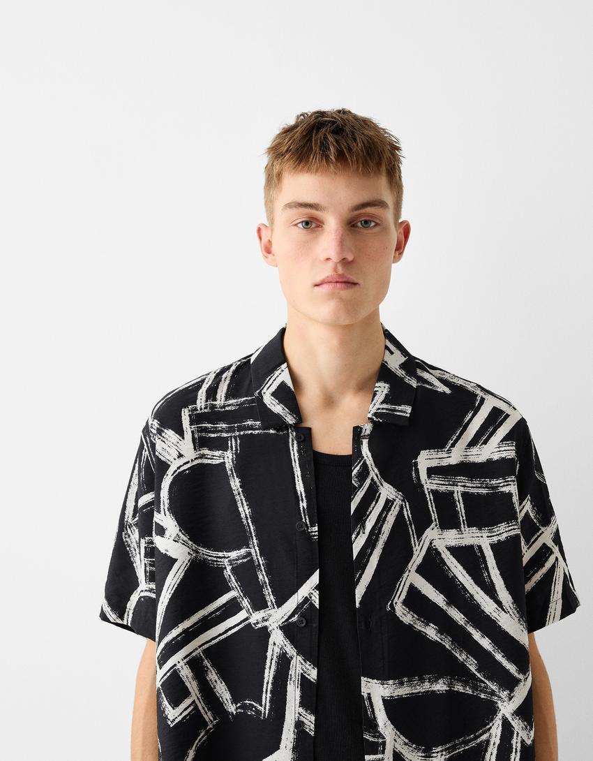 Camisa manga corta print-Negro-2