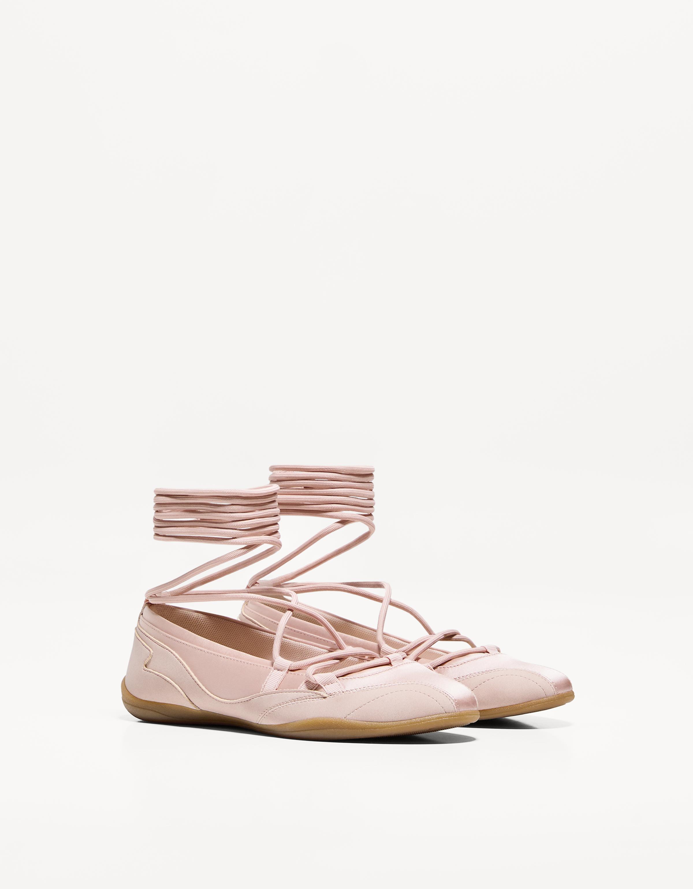 Bershka Ballerina-Sneaker Mit Schnürung Damen 35 Rosa