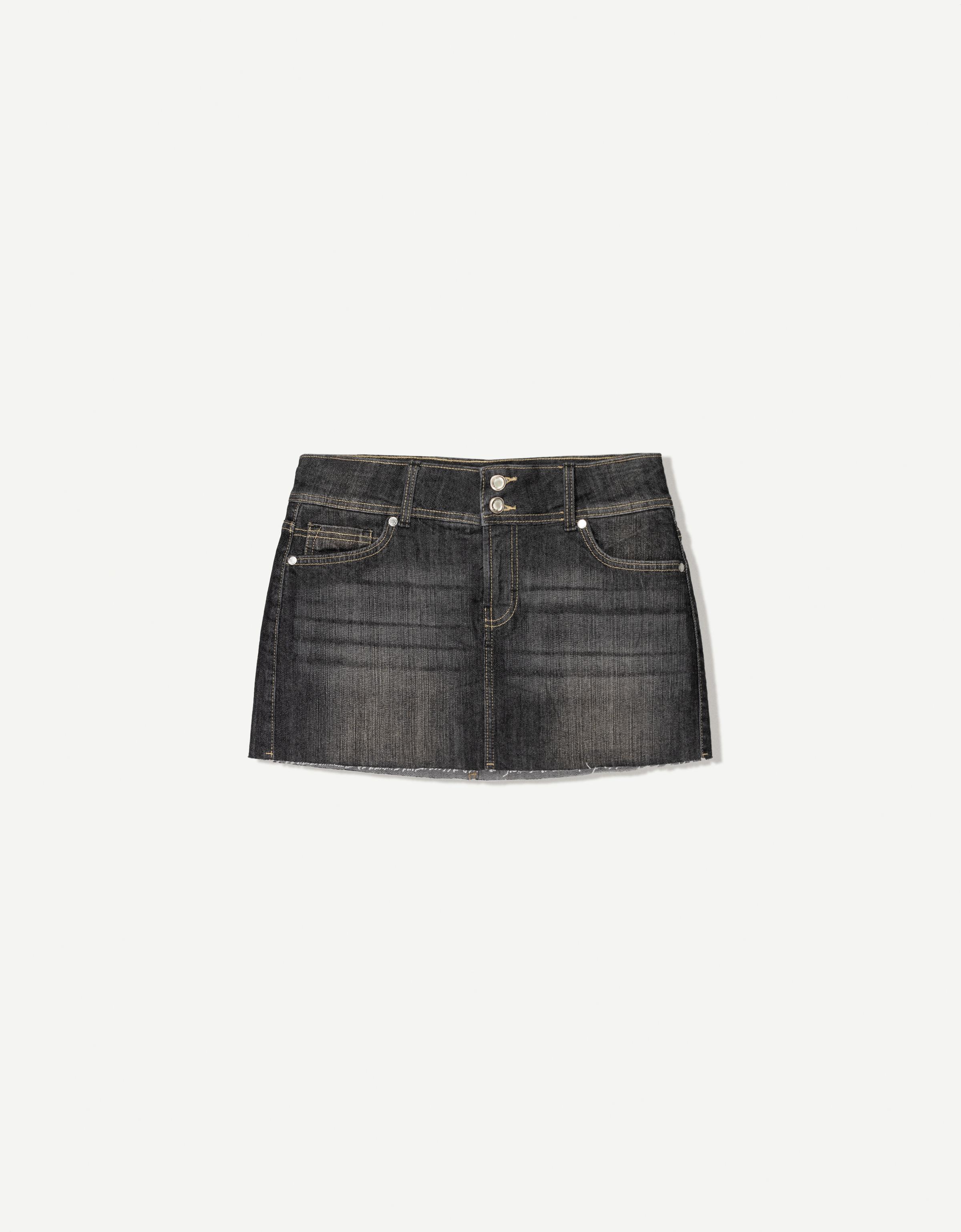 Denim mini skort — Black