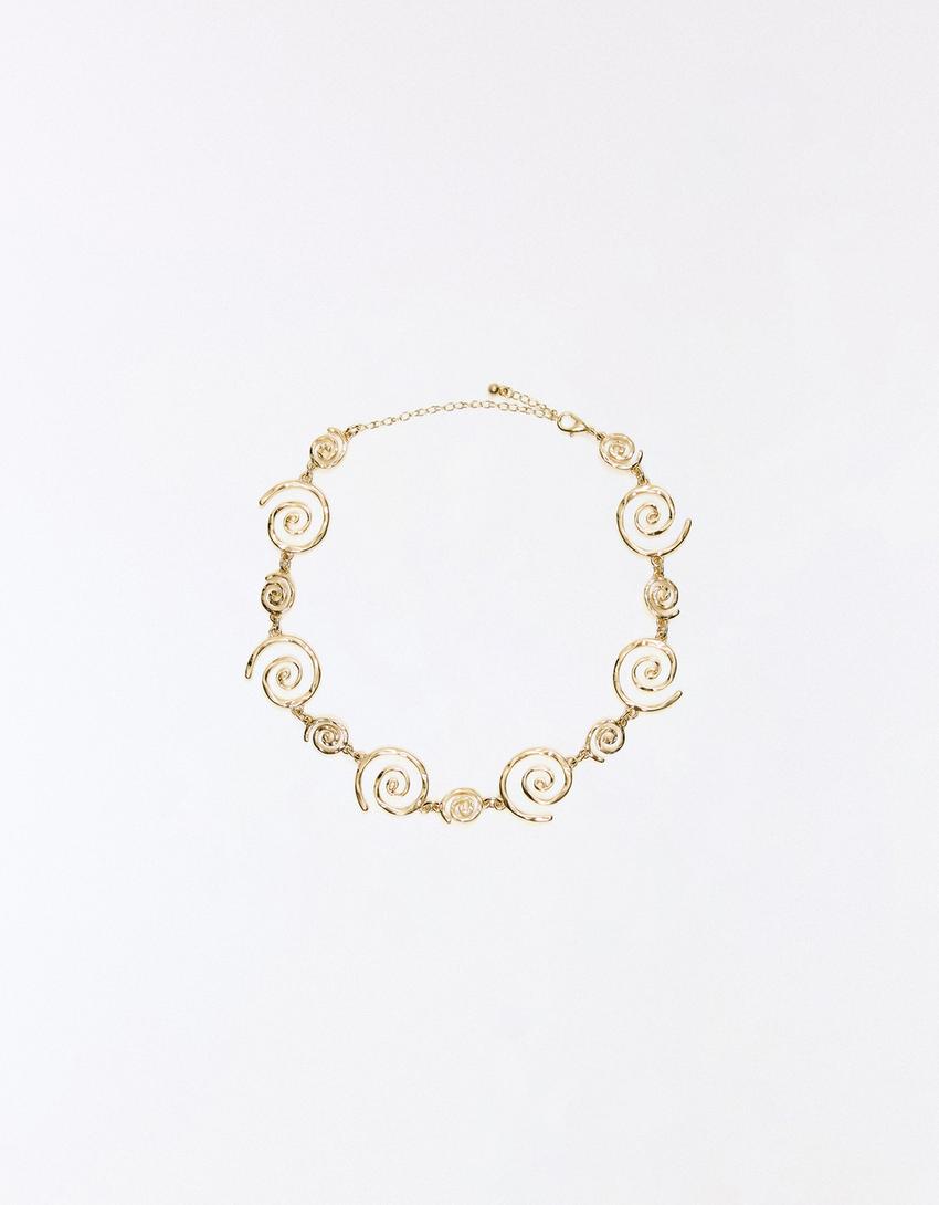 Spiral choker kolye-Altın