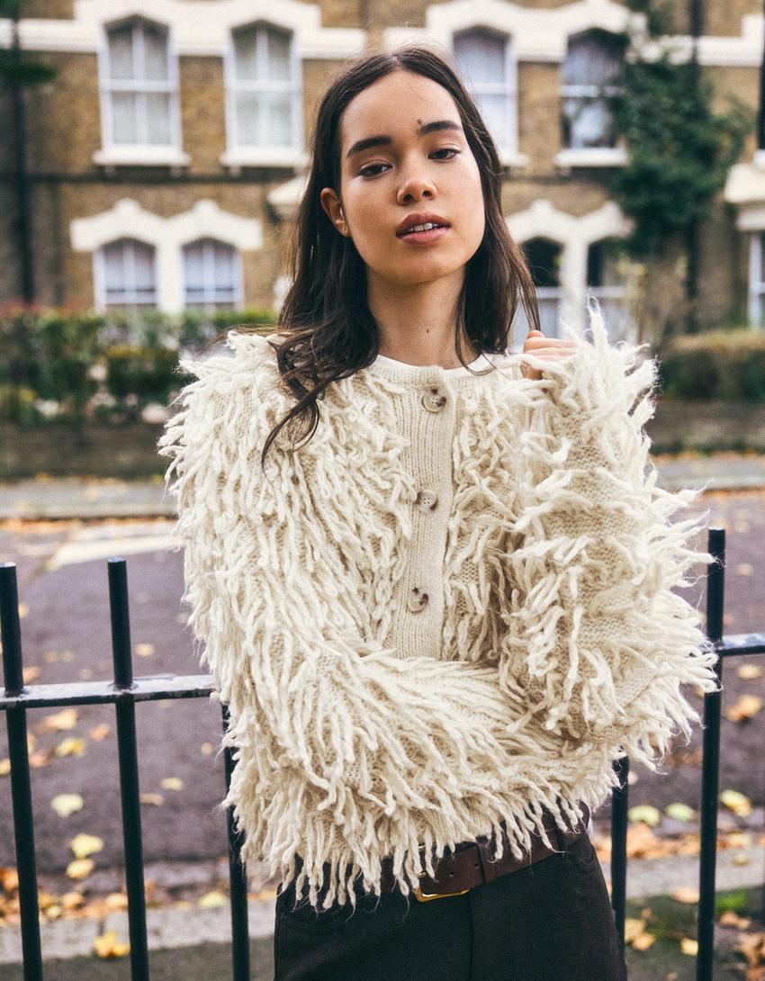 Gilet à franges-Sable