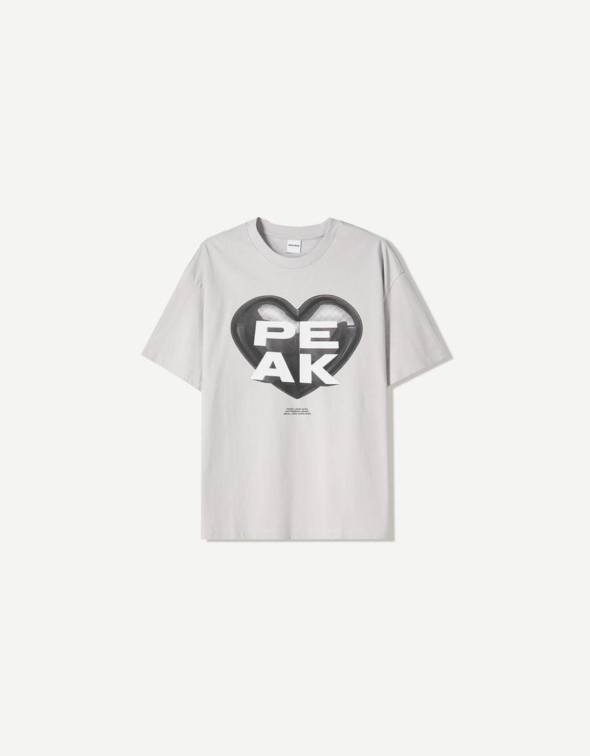Short sleeve T-shirt with print-Grey-0