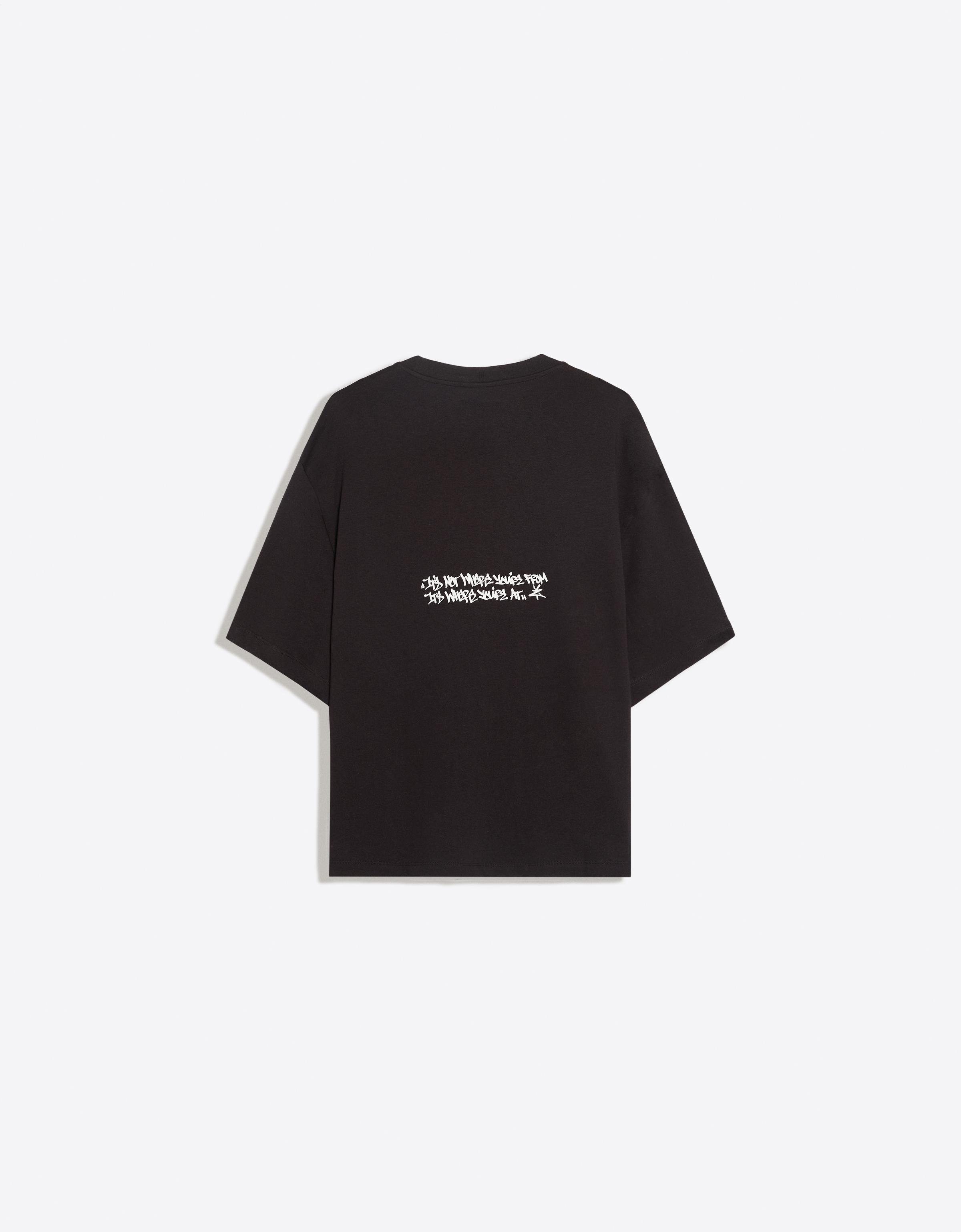 Short sleeve boxy ZOO YORK X BERSHKA T-shirt — Black