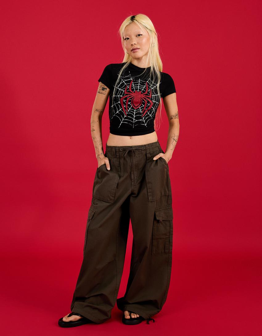 Figurbetontes SPIDER-MAN T-Shirt-Schwarz