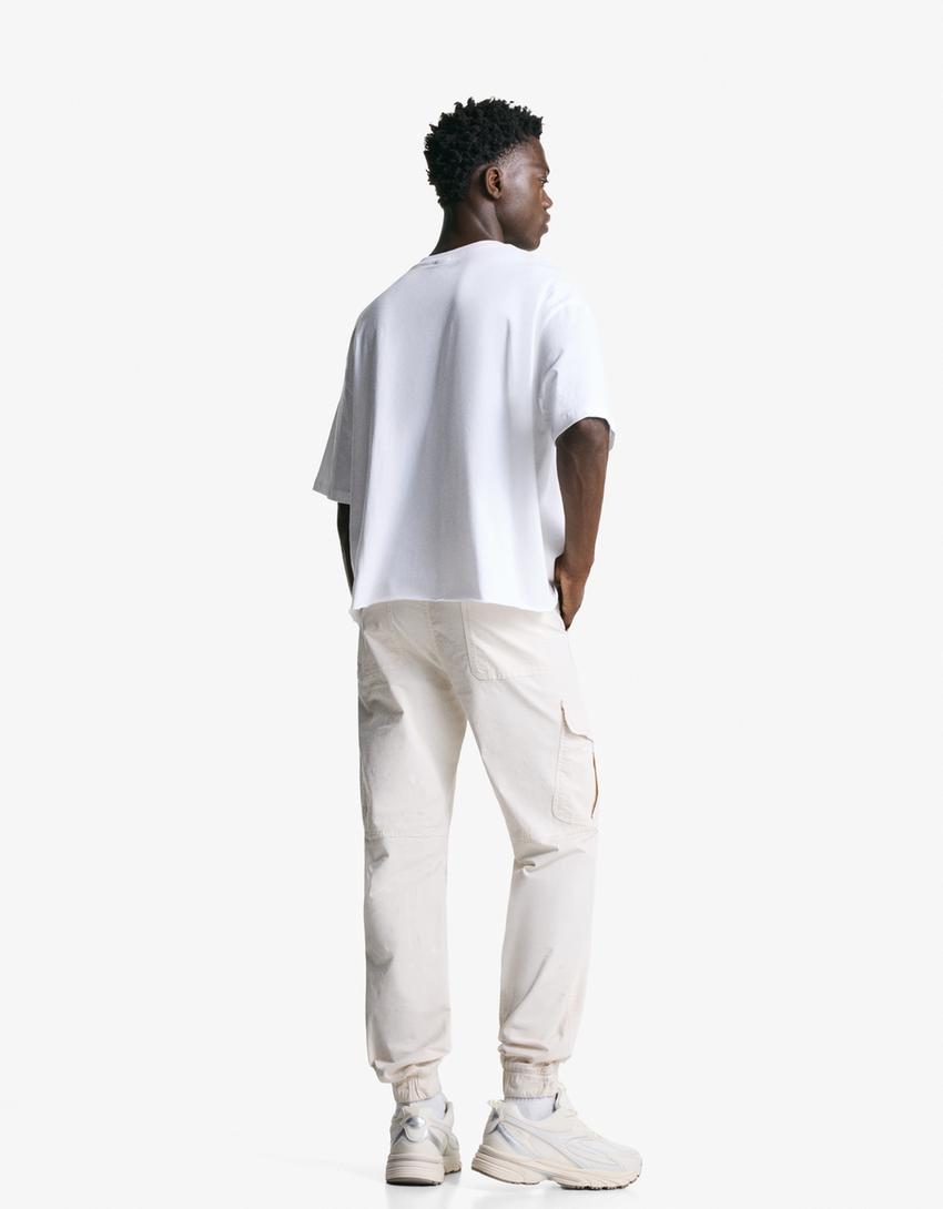 Cargo jogger trousers-Sand