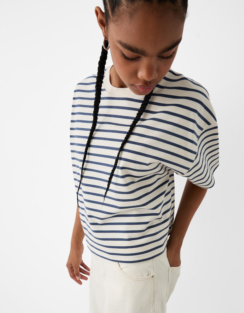 Boxy-fit short sleeve T-shirt-White-4