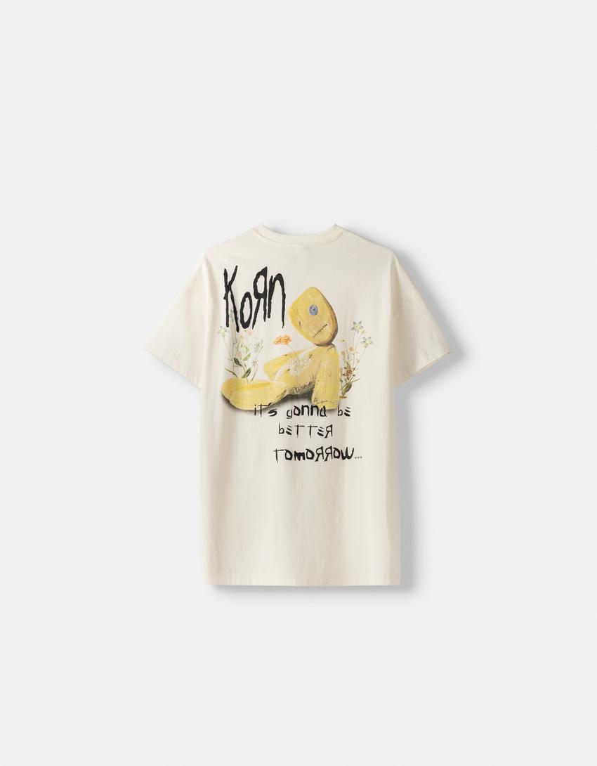 تيشرت بطبعة كورن وأكمام قصيرة-كريمي-5