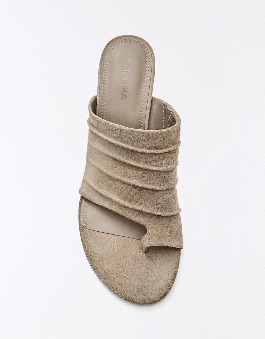 Mules à talon compensé-Sable
