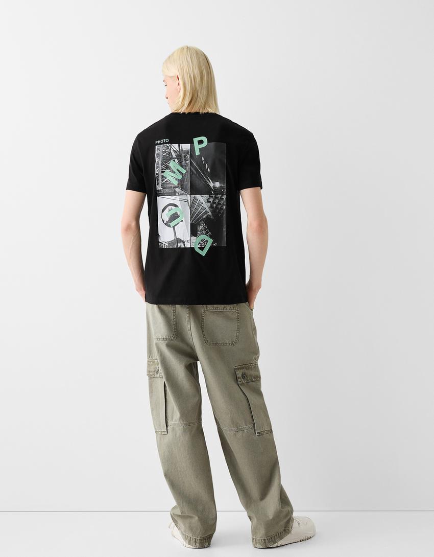 Short sleeve T-shirt with print-Black-1