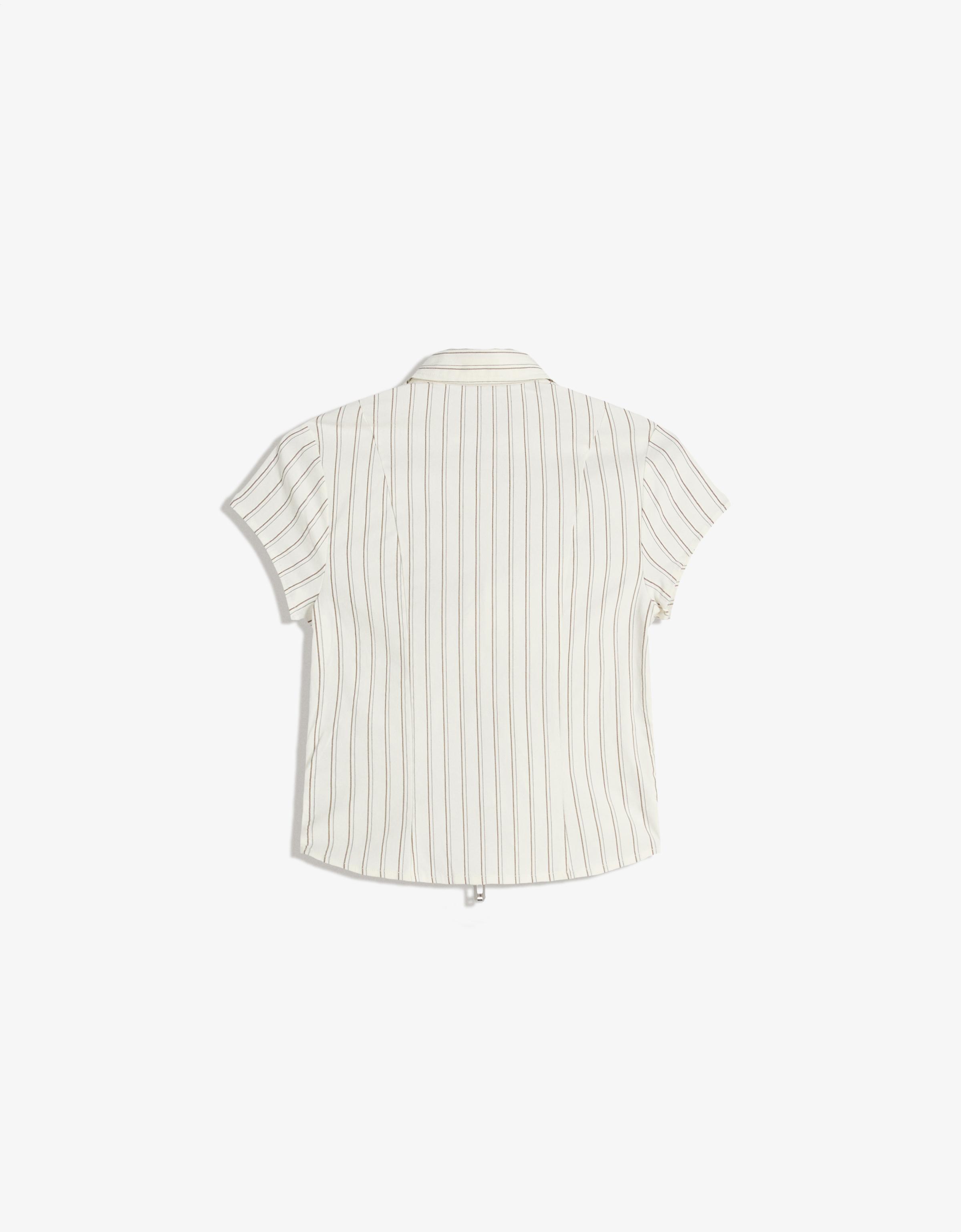 【美品】 COLLARLESS SHORT SLEEVE JACKET Short jacket with cut-out element and ties brand Just