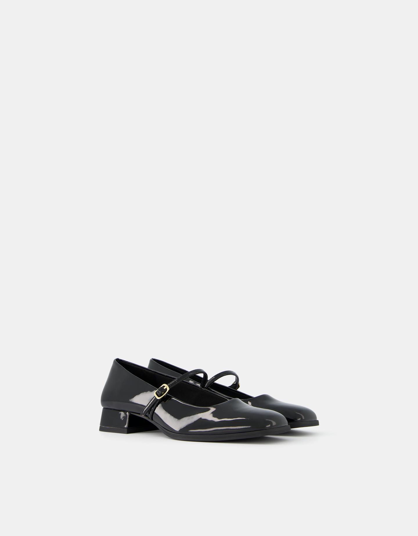 Bershka Mary Janes Mit Breitem Absatz Und Schnalle Damen 40 Schwarz