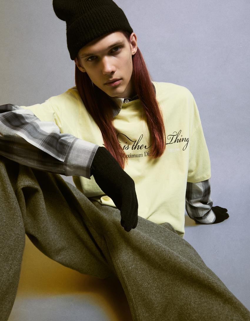 T-shirt manches courtes imprimé-Jaune