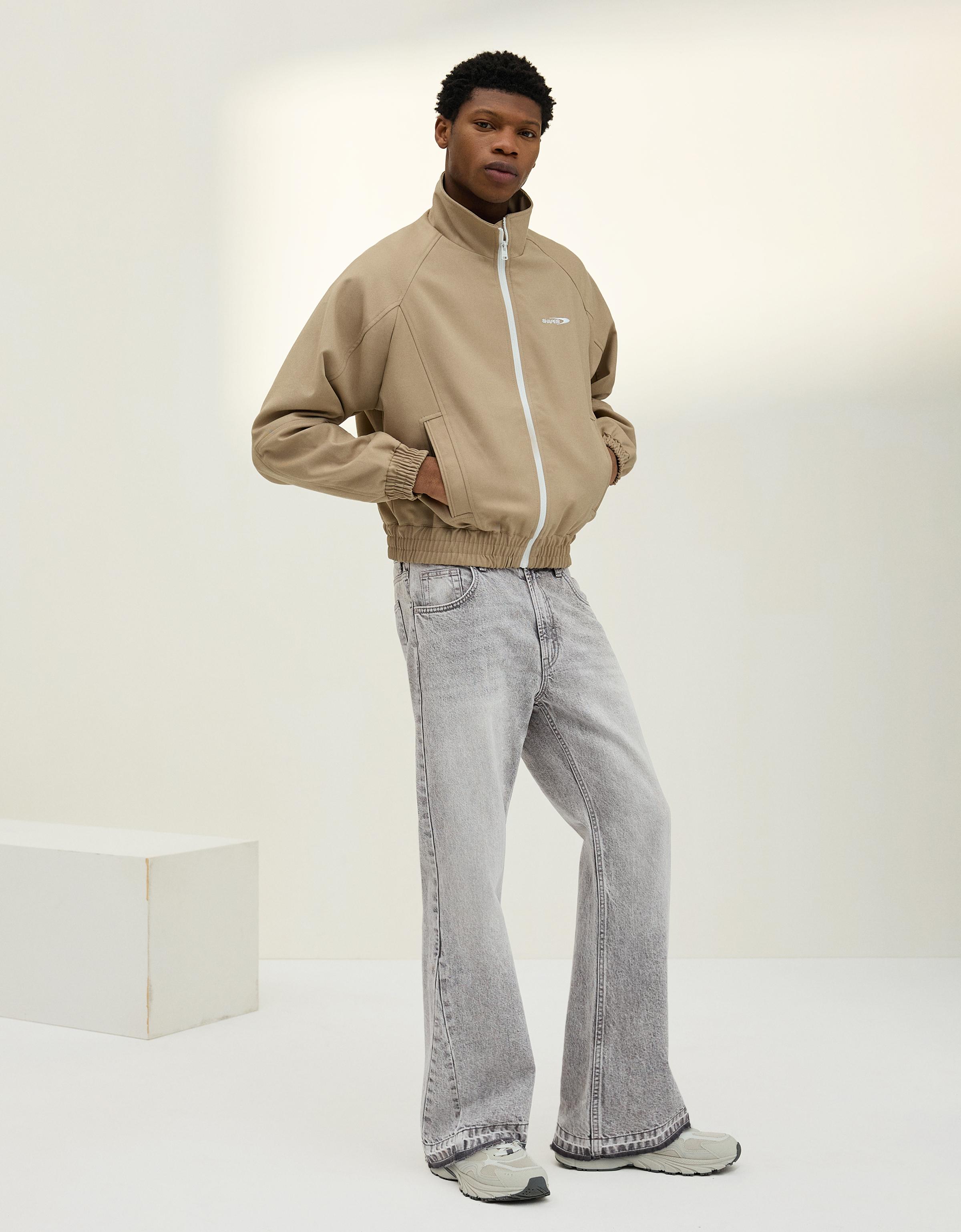 Bershka Straight-Schlagjeans Herren 36 Grau