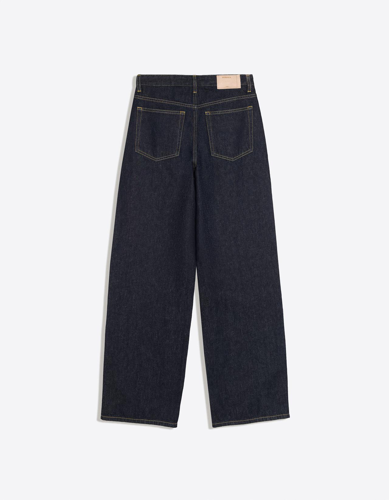 Crossover waist wide-leg jeans — Navy
