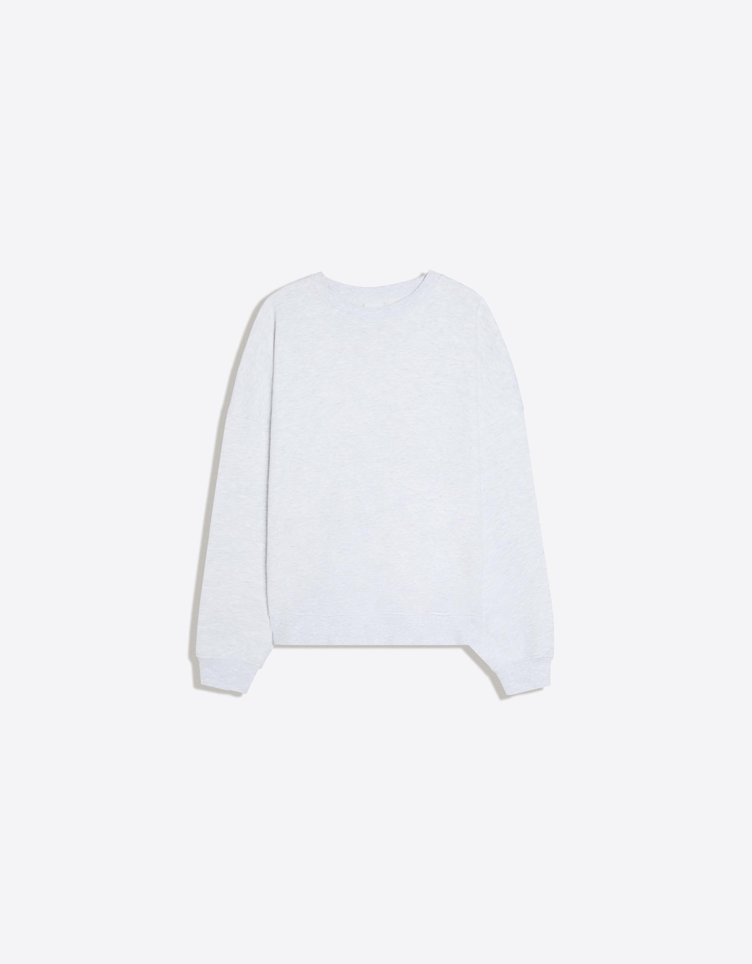 Bershka Sudadera Cuello Redondo Mujer Gris