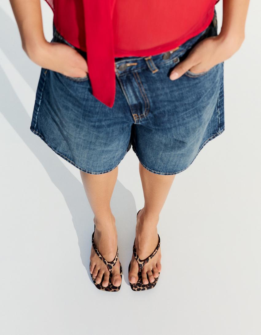 Thong heeled sandals-ANIMAL PRINT