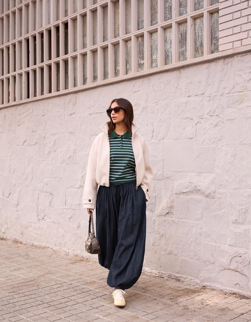 Soft touch balloon jacket-Sand