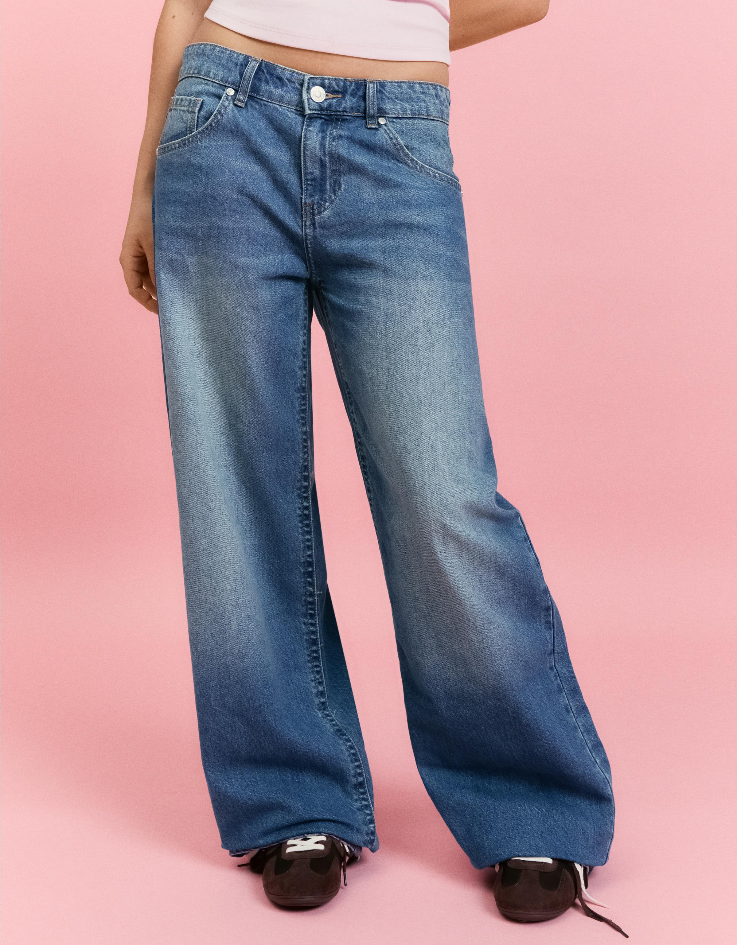 Bershka Nakışlı baggy fit jean görsel 6