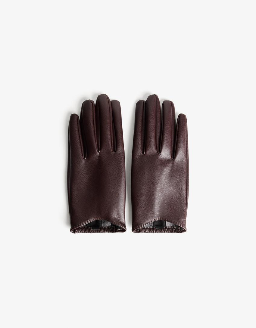 Gants similicuir-Marron