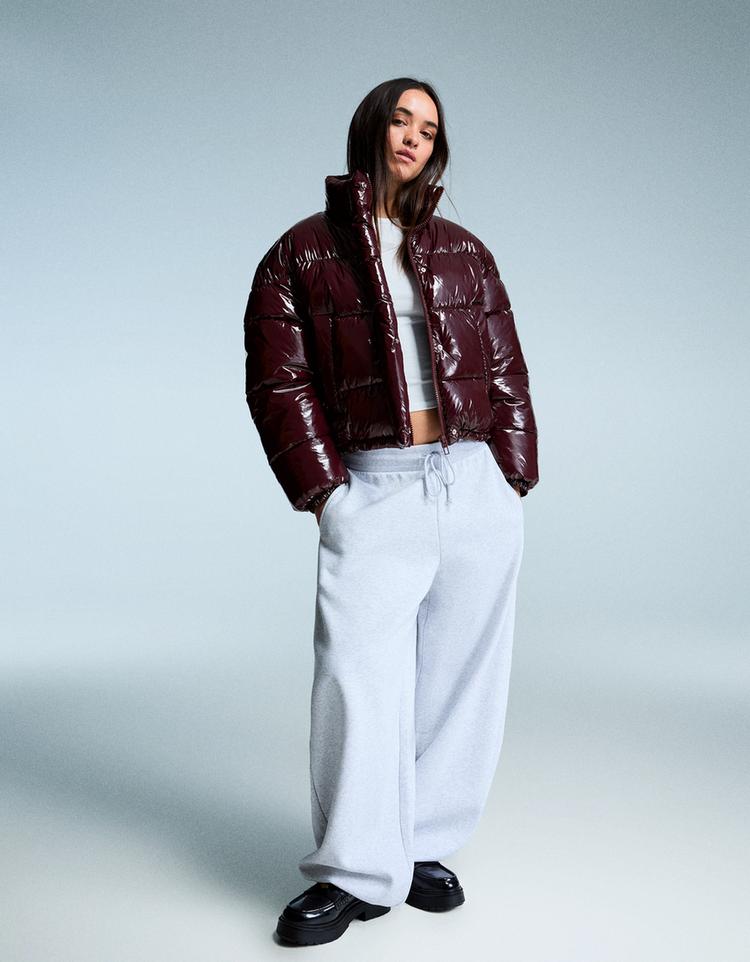 Vinyl-effect puffer jacket