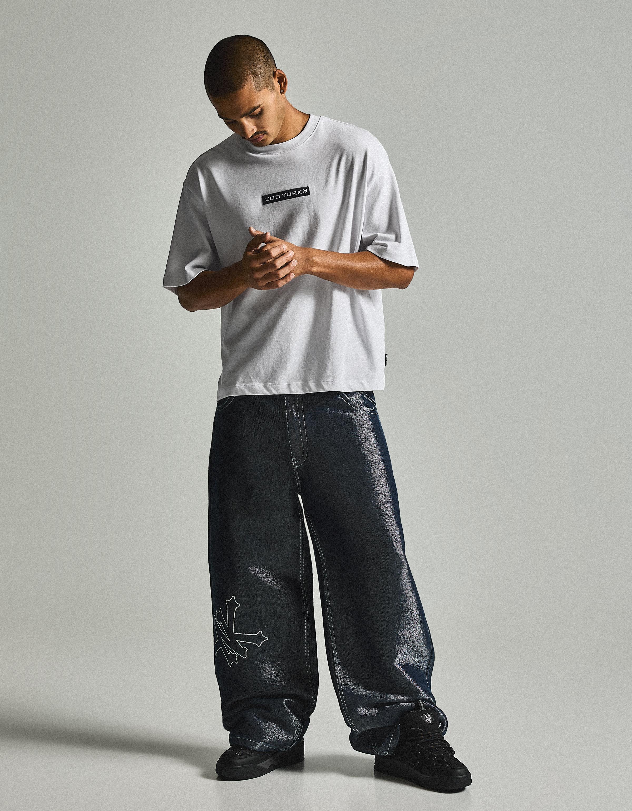 Short sleeve boxy ZOO YORK X BERSHKA T-shirt — White