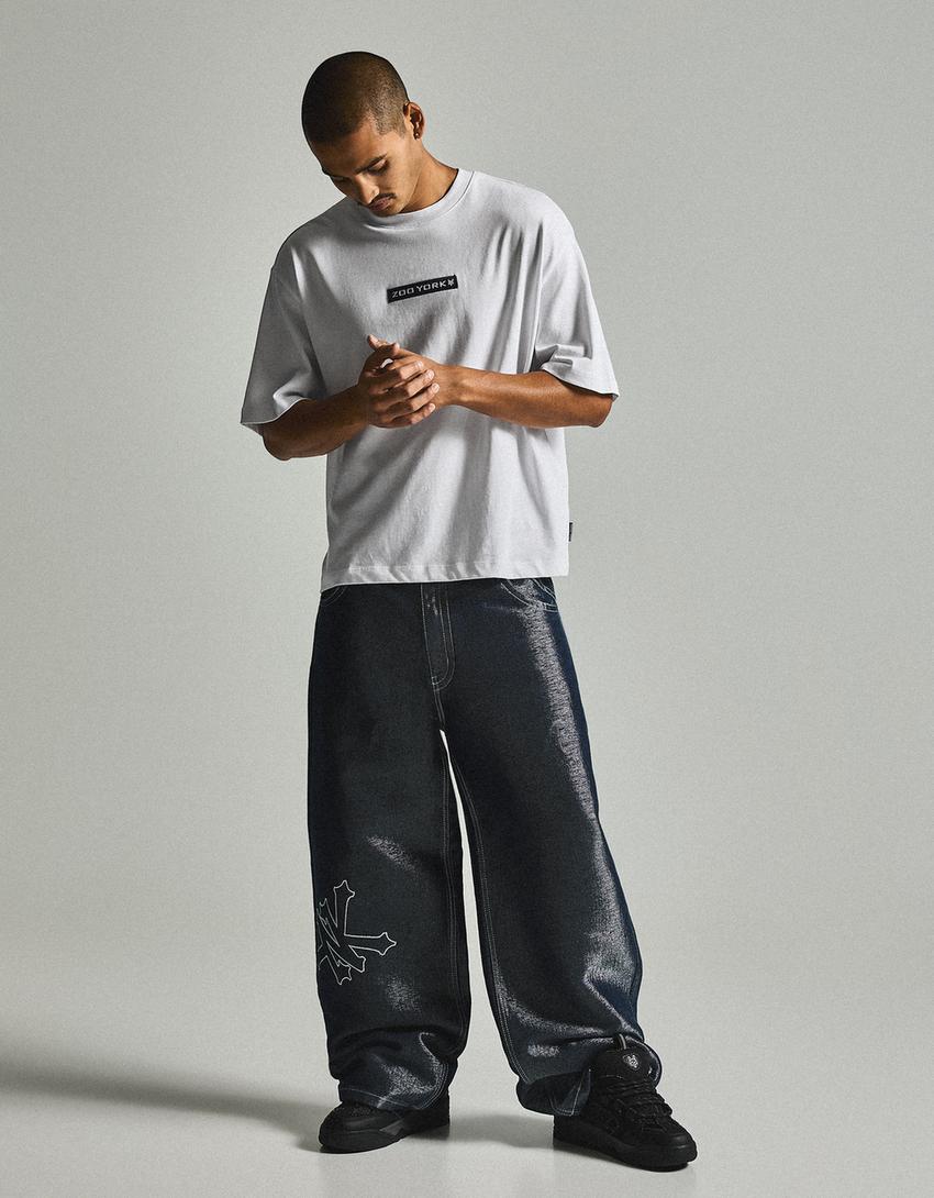 Short sleeve boxy ZOO YORK X BERSHKA T-shirt-White