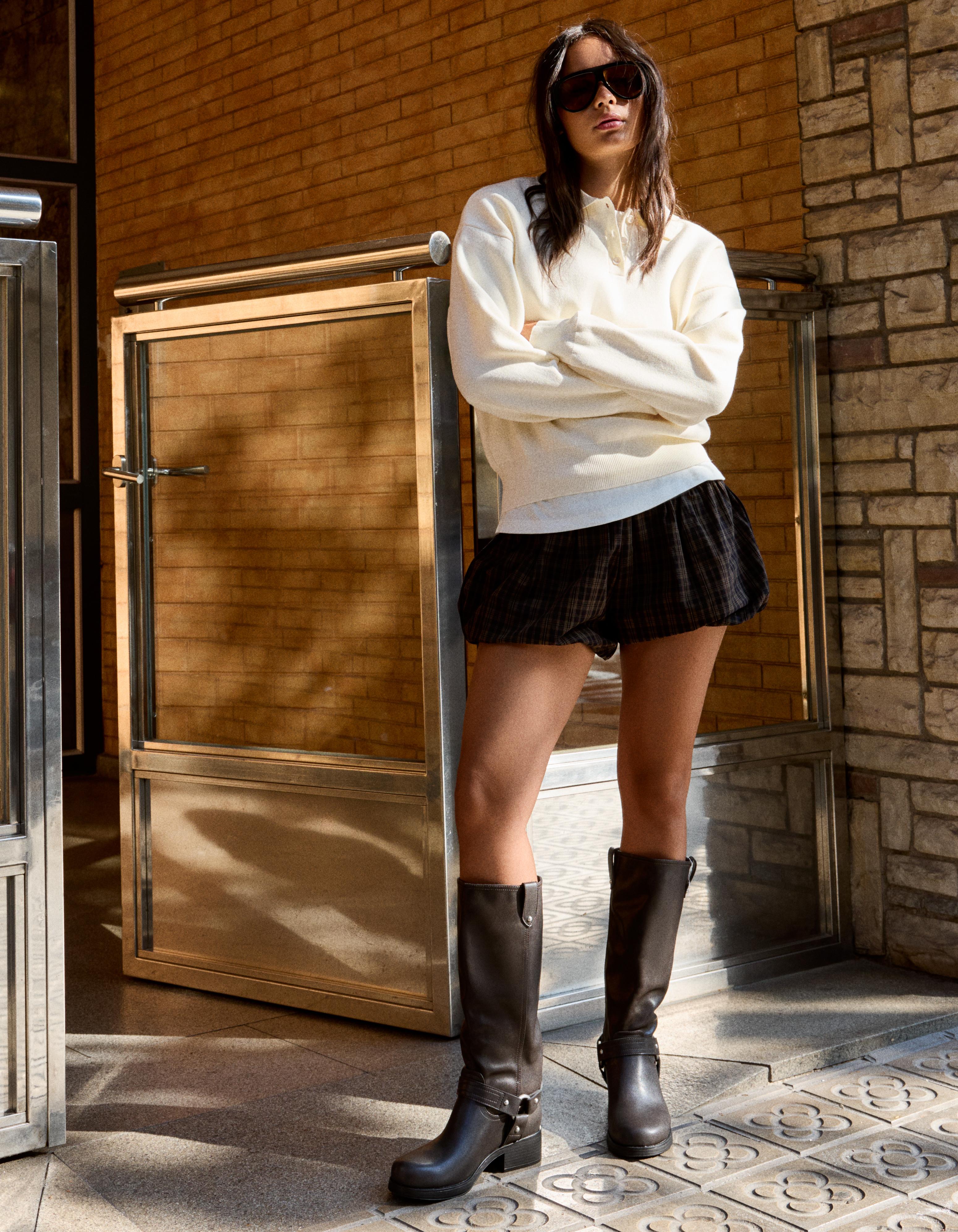 Oversize polo collar jumper — Cream