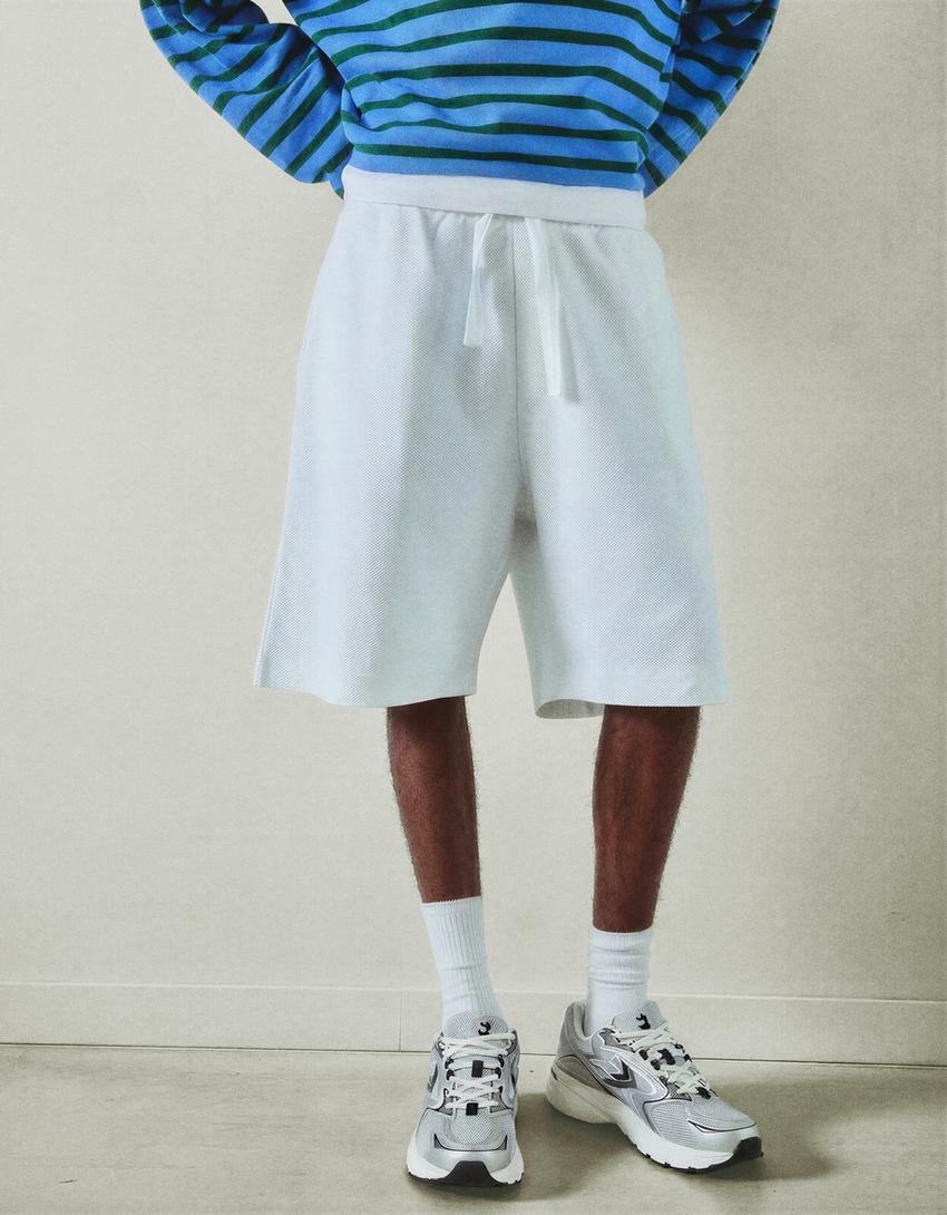 Twill Bermuda shorts-Off white
