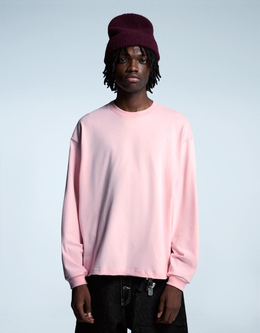 Camiseta manga larga boxy-Rosa