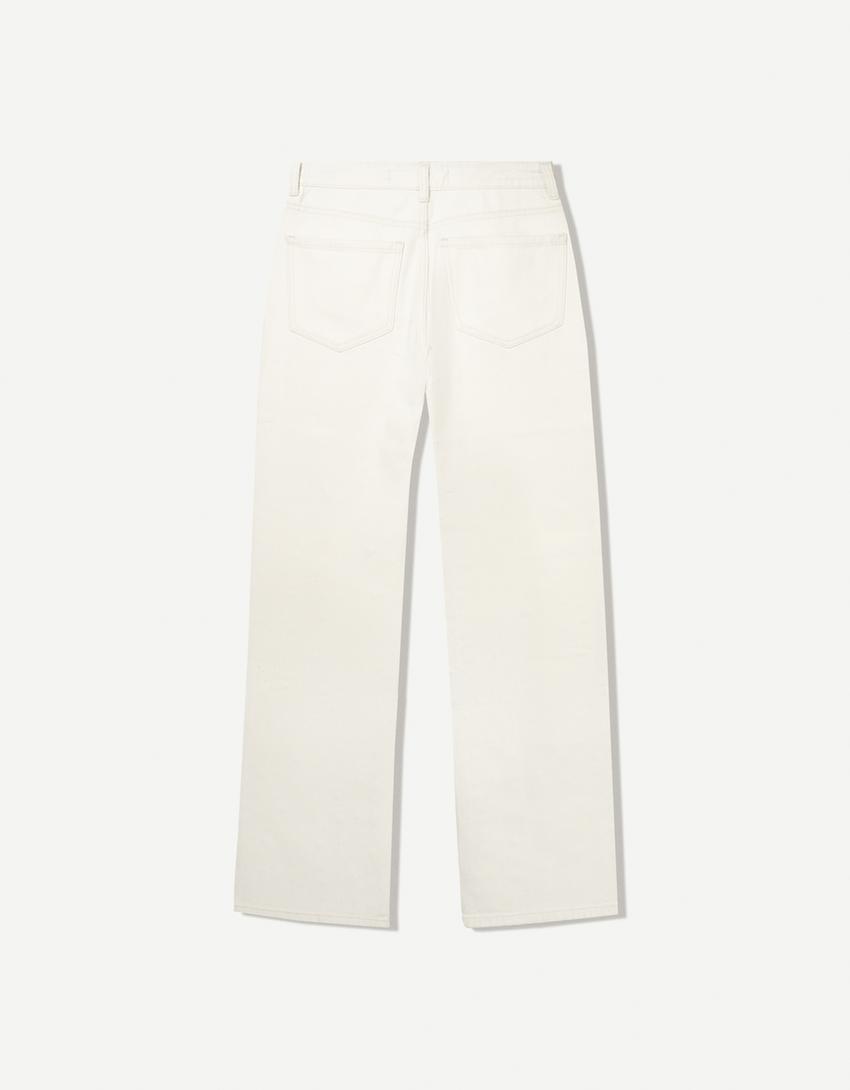 Jeans direitas wide leg brilho-Cru-6