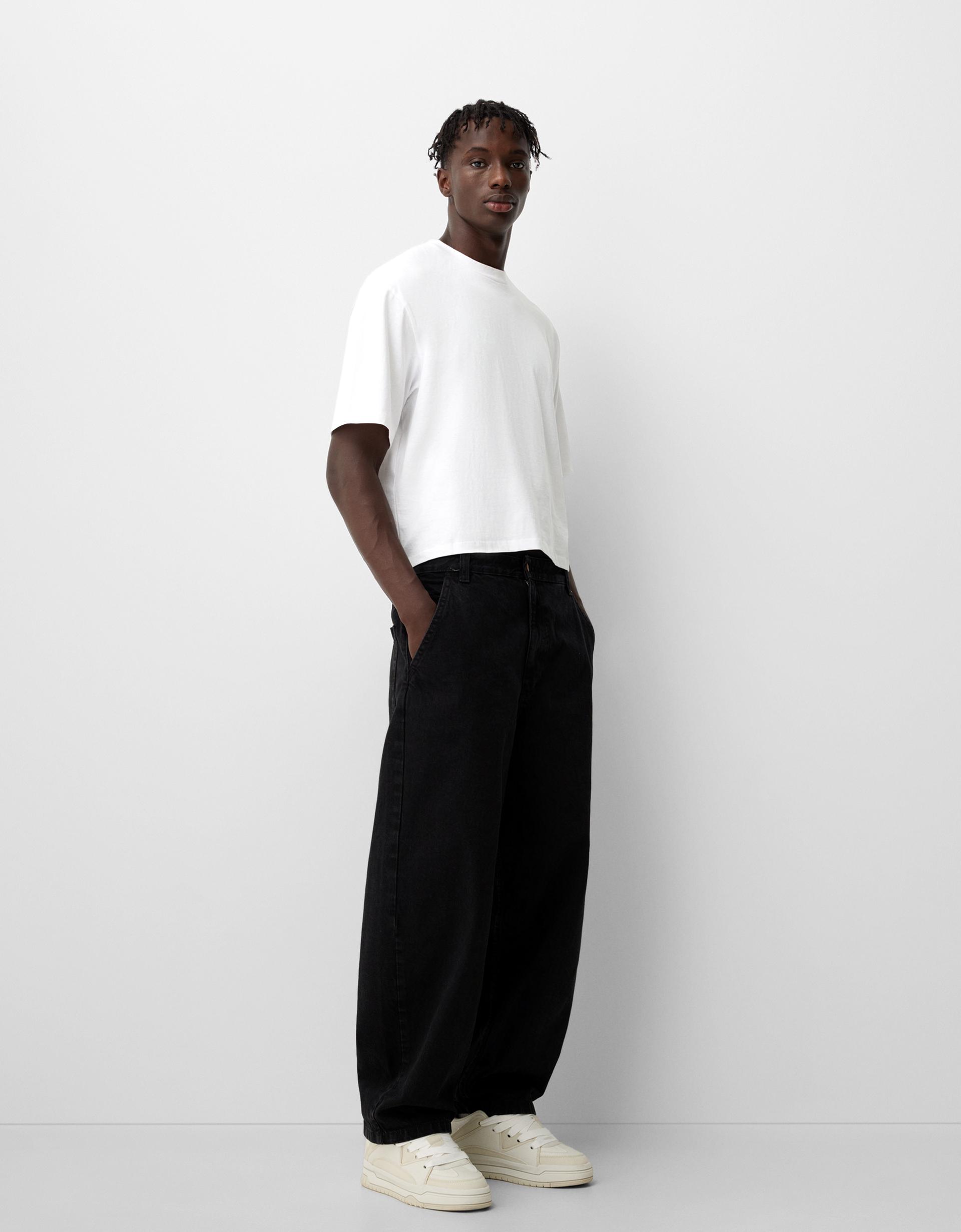 Flare Pantalon Ancho Negro Bershka Pantalón Flare Flaps Pocket