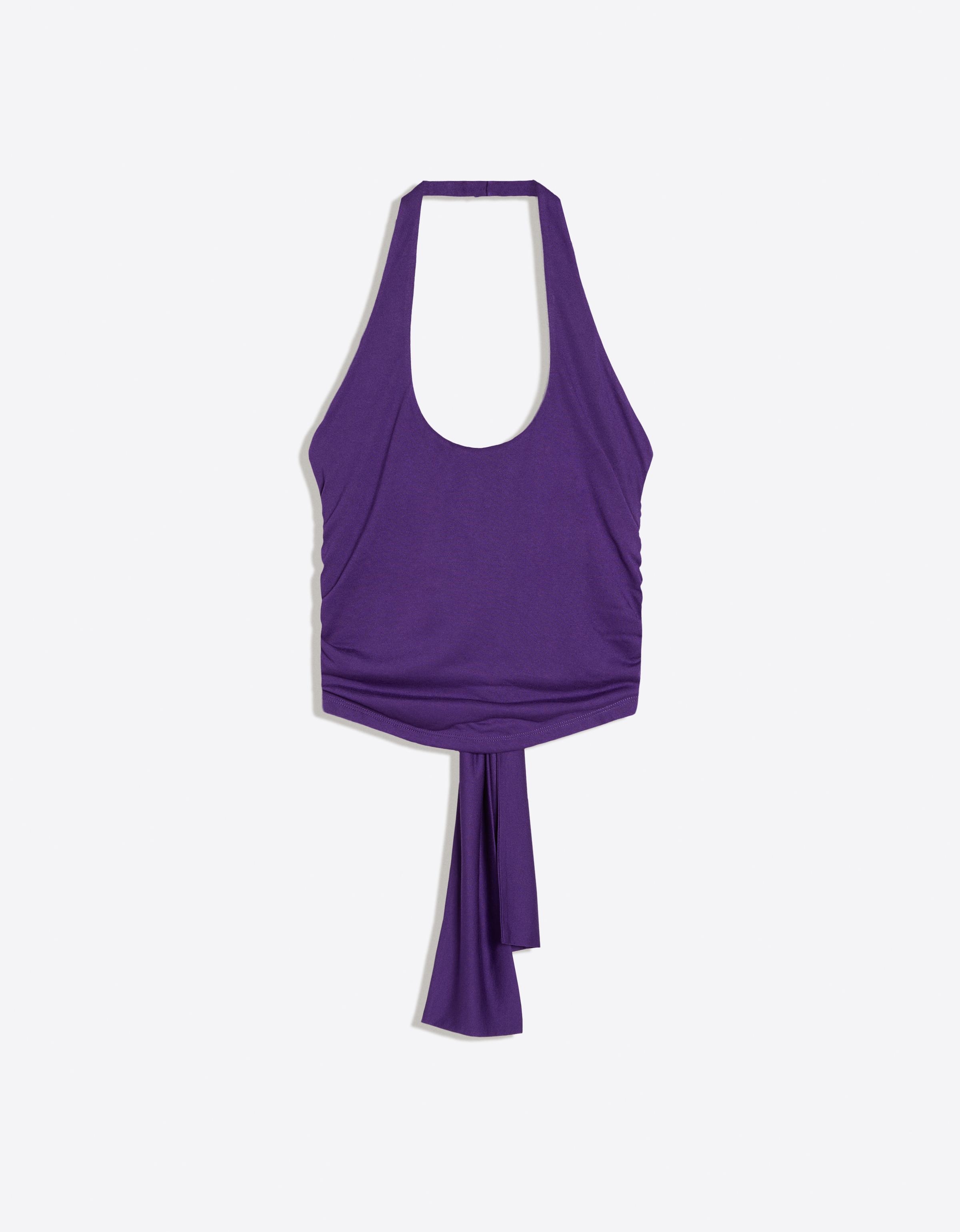 Halter neck top with back knot — Violet