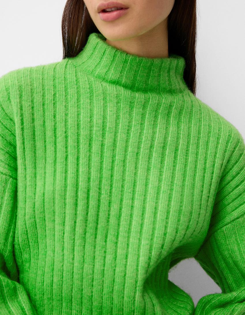 Turtleneck Deals Bershka Neon Turtleneck Oversize Ribbed High