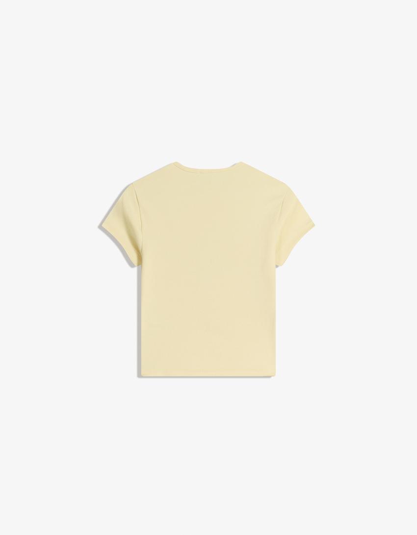 T-shirt manches courtes imprimé-Jaune