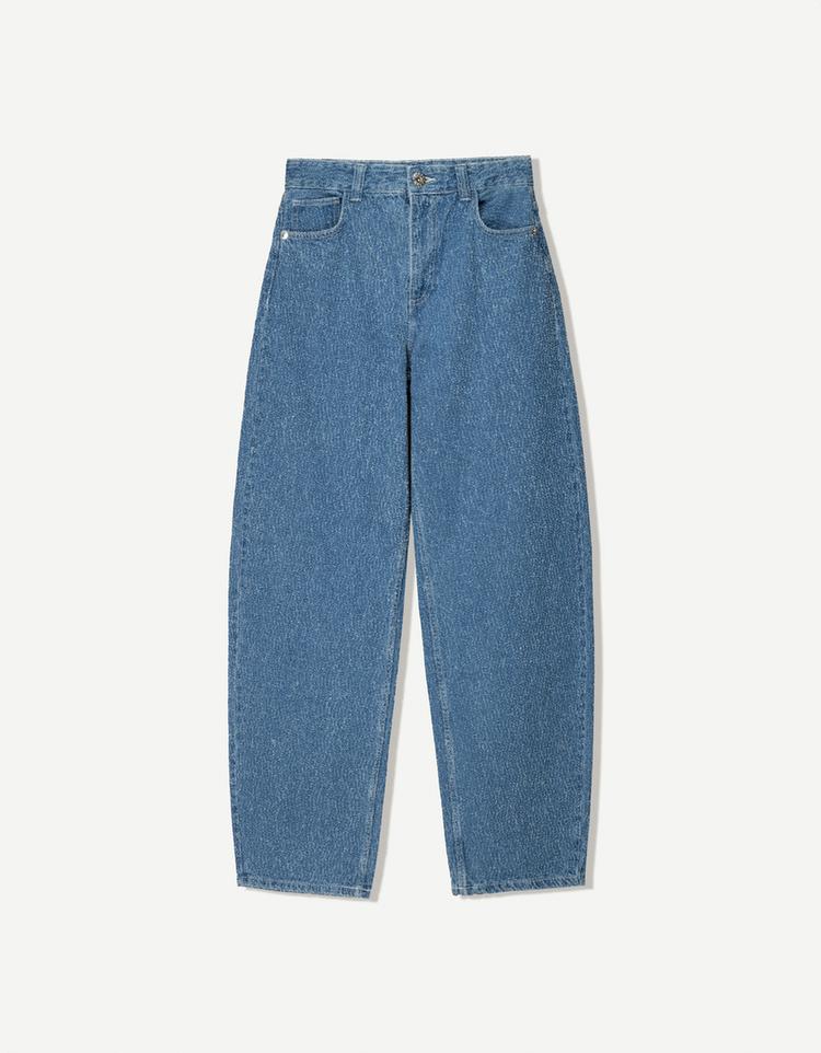 Textured balloon jeans
