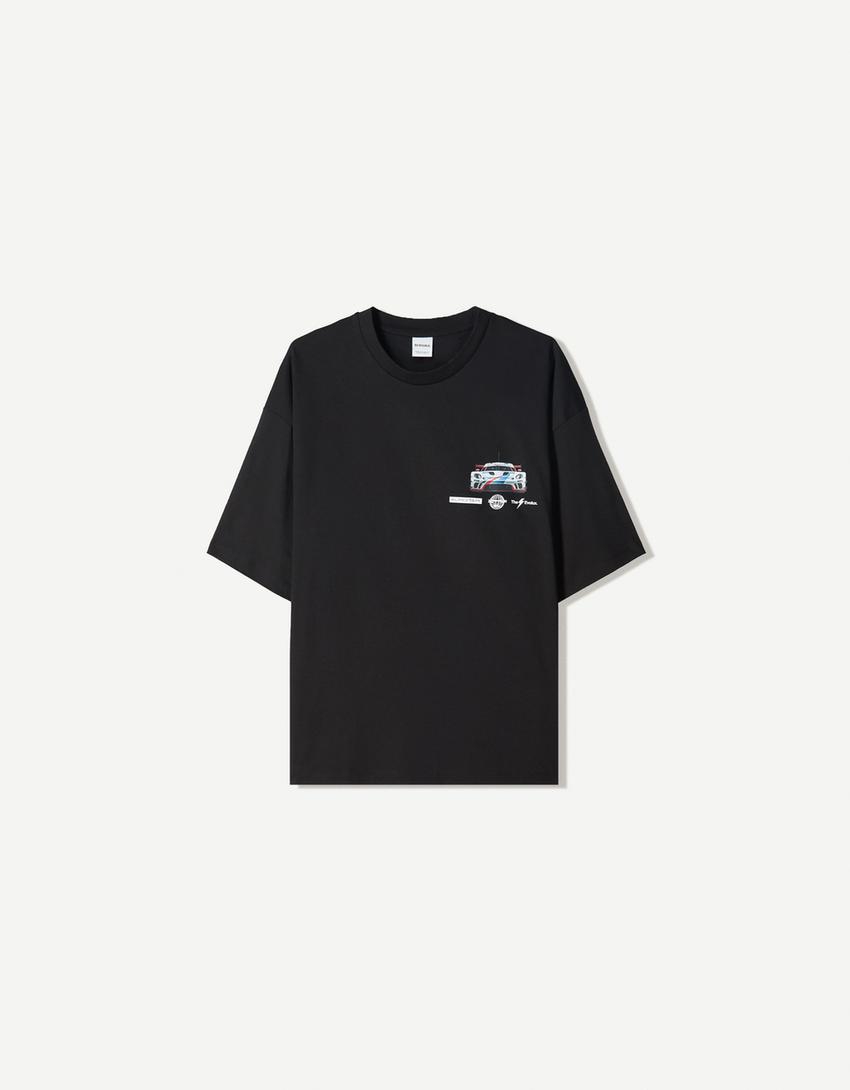 Κοντομάνικη μπλούζα με τύπωμα-Μαύρο