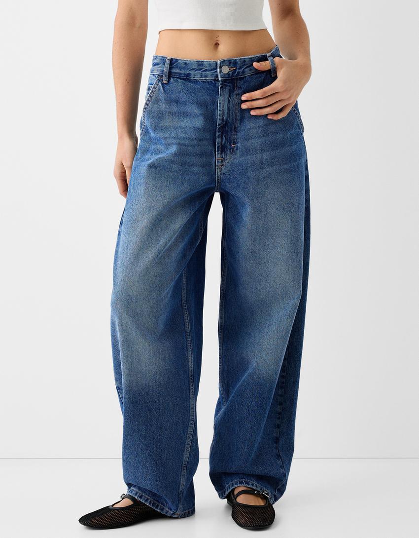 Jean skater fit effet délavé-Bleu lavé-1