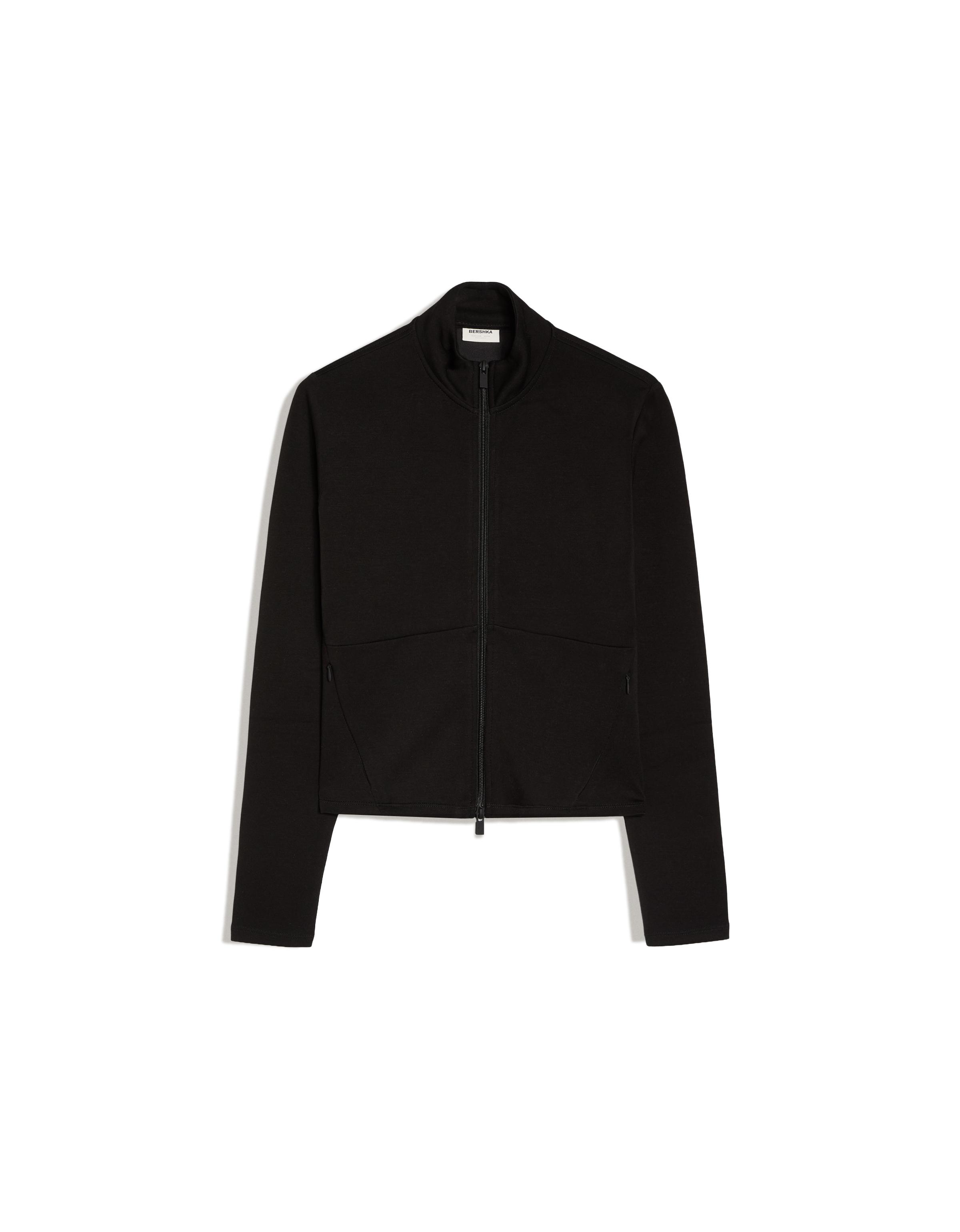 Ribbed zip jacket — Black