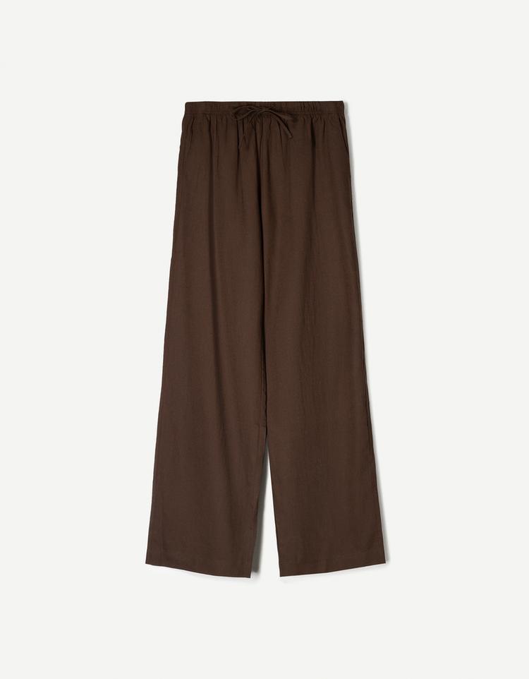 Linen blend trousers with an elasticated waistband