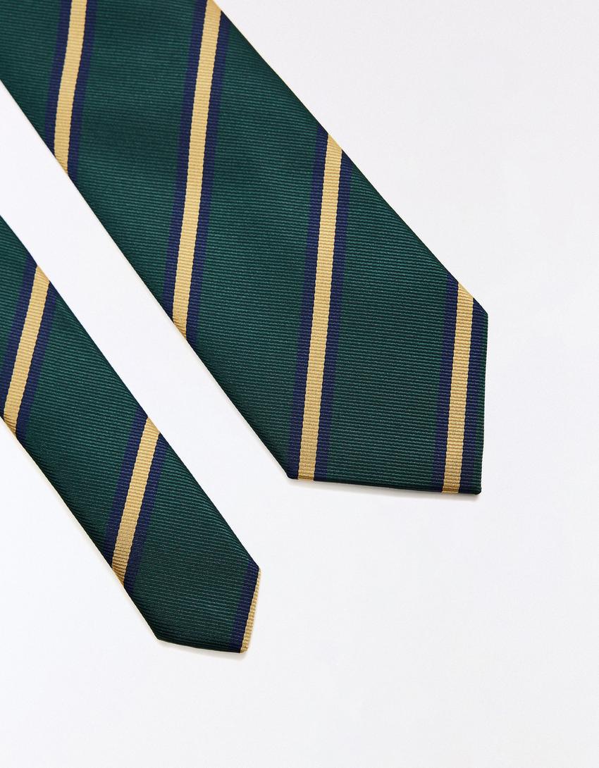 Striped tie-Green