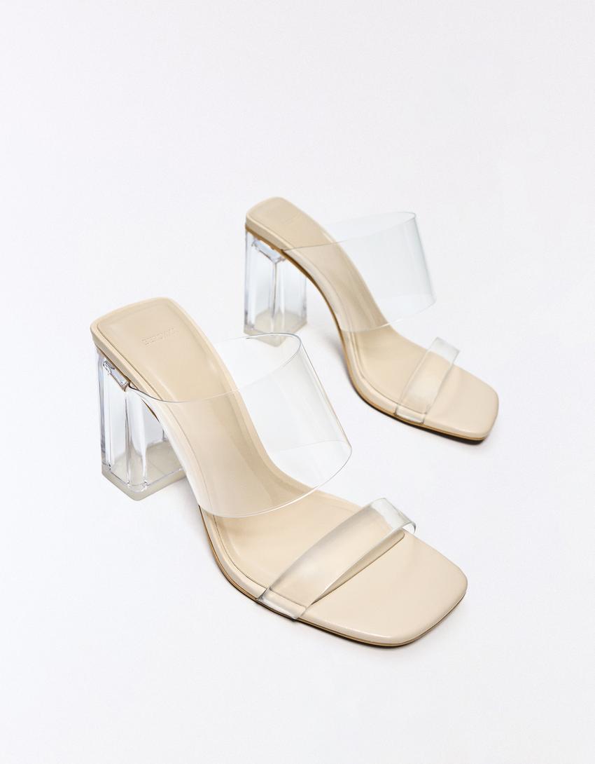 Sandalia tacón vinilo-Transparente