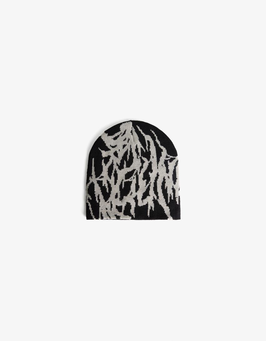 Beanie jacquard-Negro