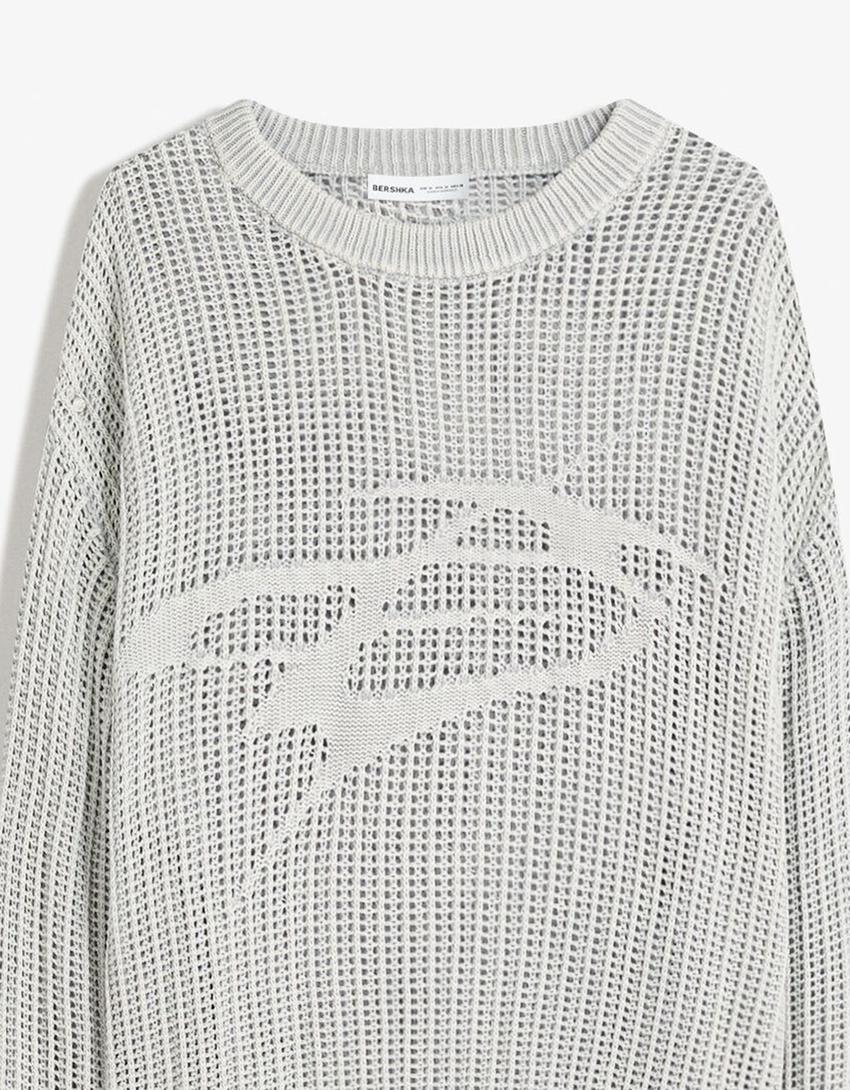 Pull mesh effet lavé-Gris
